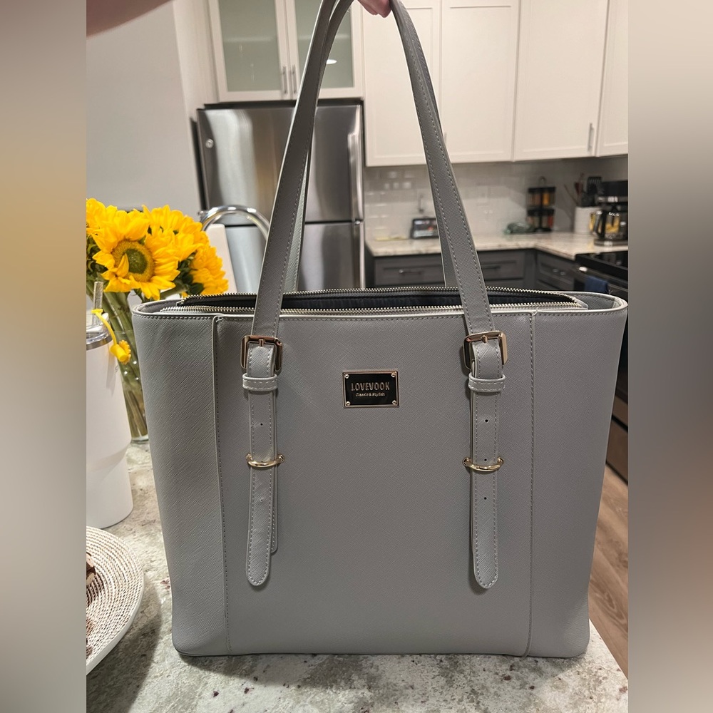 Lovenook work tote. Used once. Gray. Lots of pockets! Has computer slot